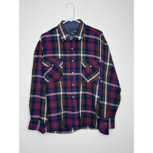 Vintage Backpacker Outdoors Men’s Large 16-16.5 Plaid Flannel Shirt Long Sleeves
